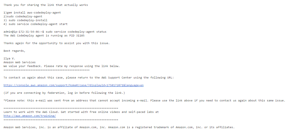 AWS Support CodeDeploy